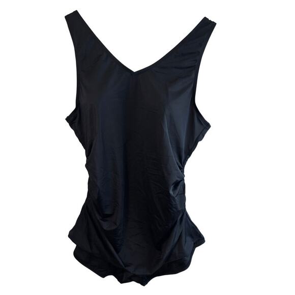 Syrokan Swimsuit Womens Sz 1X Black One Piece Lightly Padded Neutral Minimalist - Picture 1 of 8